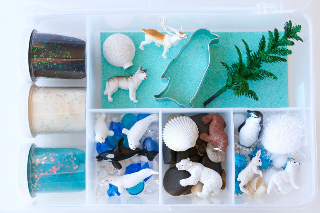 Arctic Animals Playdough Tray Sensory Kit Open Ended Play