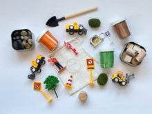 Load image into Gallery viewer, Construction Zone Playdough Kit Sensory Bin Tools Signs Loose Parts
