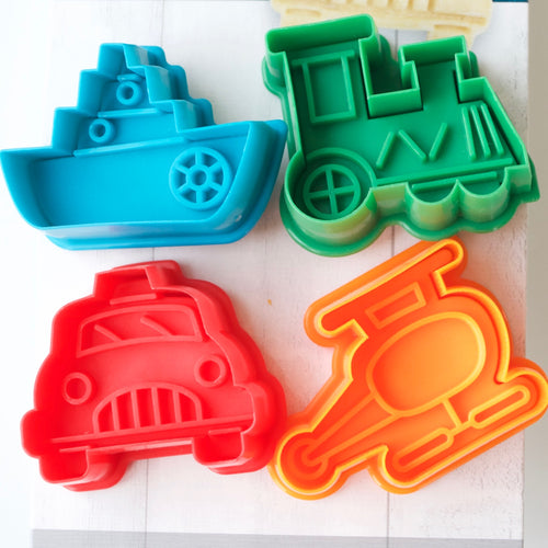 playdough stampers cutters train boat car helicopter