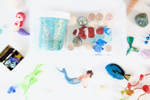 Mermaid Playdough Kit Canada Natural Non-toxic treasure jewels shells treasure gold scented sensory loose parts montessori play