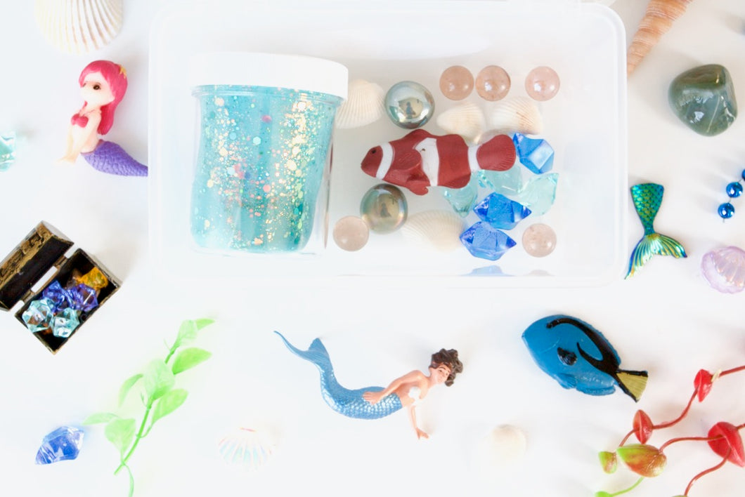 Mermaid Playdough Kit Canada Natural Non-toxic treasure jewels shells treasure gold scented sensory loose parts montessori play